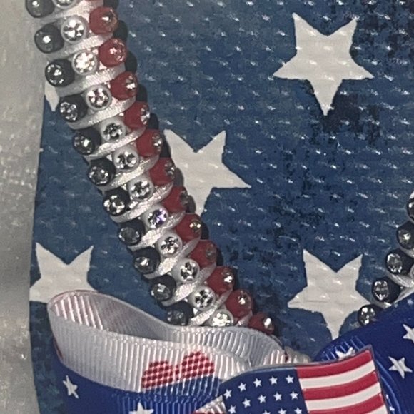 Old Navy Flip Flops, Crystal Trimmings, American Flag, 4th of July, USA Sandals - Picture 15 of 16